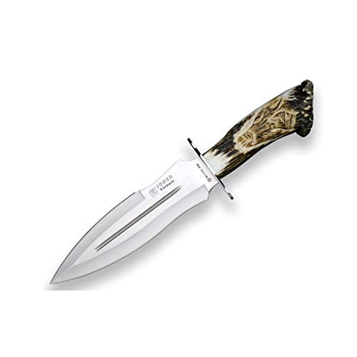 Joker Verraco CT42,26 cm MOVA - Cuchillo de caza tallado a mano con mango de ciervo Antler, pesca,...